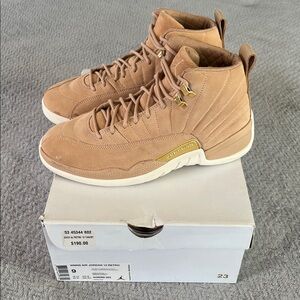Nike Jordan Women's 12 Retro Vachetta Tan/Metallic Gold Sneakers Size 9